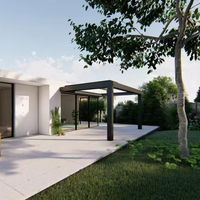 Pergola Alu Pavillon extérieur en aluminium 4x4 Écrans latéraux 6m X 4m Auvent moteur Toit 3 métros Structure murale en aluminium 6x4