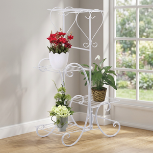 Elegant White Metal Plant Stand with 3-Tier <b>Shelves</b> Stylish Design for Displaying Plants and Adding Home Decor Charm - Product Image 1