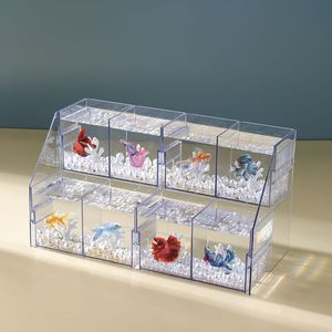 Internetberoemdheid Lichtgevende <span class=keywords><strong>Betta</strong></span> Visbak Speciale Vierkante Kleine Goudvis Aquarium Pot Plastic Glazen Standlamp - Product Image 4