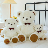 Oso de peluche con logotipo personalizado supersuave, relleno de algodón PP, Animal relleno de peluche, juguete promocional de cumpleaños barato, bolsa de cumpleaños