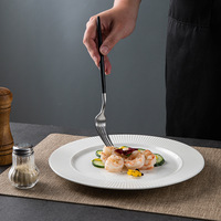 Assiette plate en porcelaine pour restaurant chinois ou occidental, assiette à steak de luxe léger, cuisine hôtelière privée, compatible micro-ondes