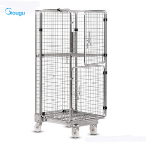 กรงเก็บของเหล็กพับได้สำหรับงานหนักในคลังสินค้า พร้อมล้อ ตะแกรงลวด สำหรับขนส่งโลจิสติกส์ ได้รับการรับรองมาตรฐาน ISO9001 รับน้ำหนักได้ 1000 กิโลกรัม - Product Image 3