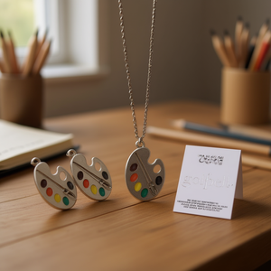Collana con Ciondolo a Forma di Tavolozza di Colori per Donna, Catena a O, Gioielli di Moda per Uso Quotidiano - Product Image 2