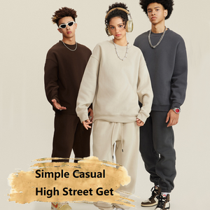 345G polaire sweat et pantalon de survêtement ensemble automne hiver hommes femmes marque de mode décontracté sport lâche <span class=keywords><strong>Pull</strong></span> - Product Image 2