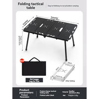 Table rectangulaire pliable en aluminium noir ultra-légère tactique, empilable, portable, pour camping et pêche en extérieur – Meilleure vente