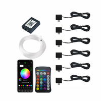 Kit de plafonnier LED à fibres optiques RVBW 16W 1V6 type Split Romantique, effet ciel étoilé, 7 couleurs, intensité variable, IP44, DC12V, contrôle via application mobile/télécommande/voix