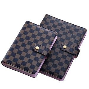Amazon Hot selling A5 A6 Designed Customized Gold ring binder agenda Journal Diary checkered planner notebooks