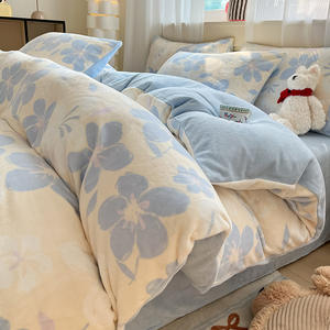 Housse de <span class=keywords><strong>couette</strong></span> en <span class=keywords><strong>polaire</strong></span> corail épaisse pour l'hiver, <span class=keywords><strong>double</strong></span> <span class=keywords><strong>face</strong></span>, <span class=keywords><strong>polaire</strong></span> moelleux, ensemble de quatre pièces, drap de lit <span class=keywords><strong>double</strong></span>, drap housse, <span class=keywords><strong>couette</strong></span> - Product Image 3