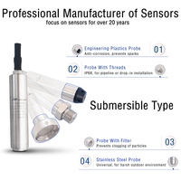 Capteur de niveau de liquide en acier inoxydable IP68 RS485 Hart de l'usine WTsensor, capteur de profondeur d'eau, transmetteur de pression submersible pour eau poreuse