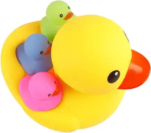 Jouets de bain de canard jaune flottant, Logo personnalisé, grande et petite taille, en caoutchouc PVC, jouets de bain en vrac