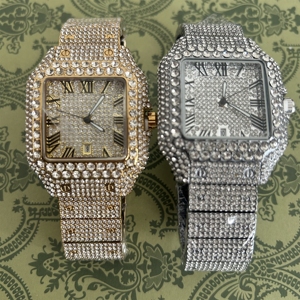 Relojes de pulsera cuadrados para mujer, estilo hip hop, con diamantes incrustados, automáticos, mecánicos, con diamantes VVS Moissanite, que pasan la prueba del diamante. - Product Image 1