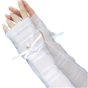 Summer Ice Silk Arm Sleeves Solid Color <b>Bow</b> Design Breathable Women Cycling Protection Fresh Sweet Style Adult - Product Image 5