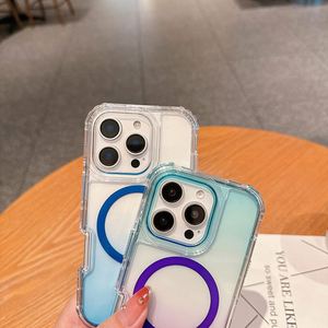 Pour iPhone 16 Pro Max 15 14 Plus 13 12 Pro 11 Coque 3 en 1 Étui de téléphone magnétique Couleur dégradée TPU Transparent PC Anti-chute - Product Image 3
