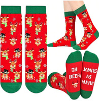 Chaussettes à motif flocon de neige pour l'hiver et Noël, vente en gros, design personnalisé Père Noël, chaussettes en coton pour cadeau de fête
