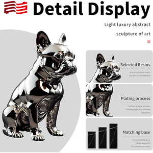 Pieza decorativa de lujo Linda estatua de perro de globo de resina de Bulldog francés - Product Image 4