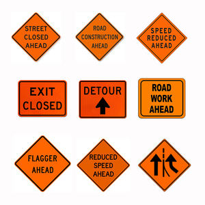 Noir et Orange Attention Danger Construction Route Changement <span class=keywords><strong>de</strong></span> limite <span class=keywords><strong>de</strong></span> vitesse Route fermée Panneaux <span class=keywords><strong>de</strong></span> marquage routier - Product Image 5