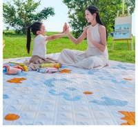Tapis de pique-nique matelassé en crème, enroulable avec poignée, imprimé chevron sud-ouest, couverture d'extérieur portable