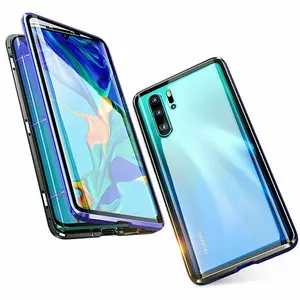 360 degree full cover adsorption metal tempered glass magnetic phone cases for huawei P30 pro phone case cover