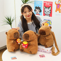 Sac à dos en peluche Capybara mignon avec fleur et coton, idéal pour un cadeau d'anniversaire, avec emballage en filet, à partir de 5 ans