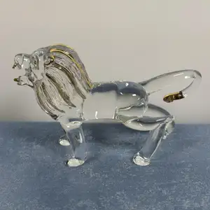 Clear Colour Glass Crystal Lion 3d Animal Model For Office Decoration Birthday Gift