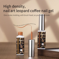 Ongles Gel Peints Brun Caramel avec Logo Personnalisé Motif Léopard Français Gel de Couleur pour Dessiner les Ongles
