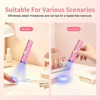 Lampe UV LED portable pour ongles, diamant 3W, mini lampe de séchage avec support, rechargeable sans fil, lumière UV pour un séchage rapide des ongles