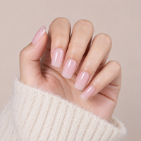 Lot de 32 faux ongles courts en ABS rose poudré, brillants, solides et imperméables, à presser – Meilleur prix de gros