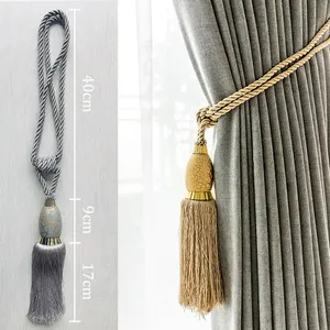 Innermor 1Pair Polyester Tassel Curtain Tieback Curtain Holder Buckle Rope Home Decoration Handmade Tassel Curtain Tie Backs