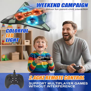Avion RC EPT 2,4 GHz pour enfants <span class=keywords><strong>d</strong></span>ébutants, drone de combat en mousse EPP avec maintien <span class=keywords><strong>d</strong></span>'altitude, acrobatie 360° à une touche, lumières LED, 4 moteurs - Product Image 2