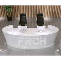 Boutique comptoir de réception en bois blanc brillant ovale demi-cercle en forme de bureau hôtel réception