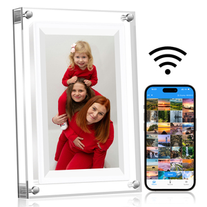 Cadre photo électronique 7 pouces, cadeau d'affaires, prend en charge la lecture vidéo <span class=keywords><strong>MP4</strong></span>/AVI, Wi-Fi P2P, acrylique, utilisation numérique au bureau - Product Image 1