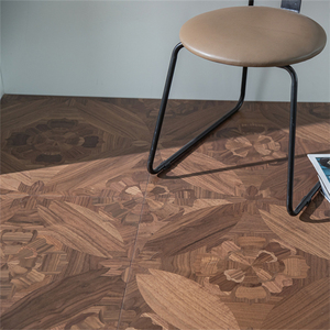 Lantai Kayu Rekayasa Rustic Walnut Hitam Desain Bebas untuk Ruang Tamu Teknik Halus - Product Image 3