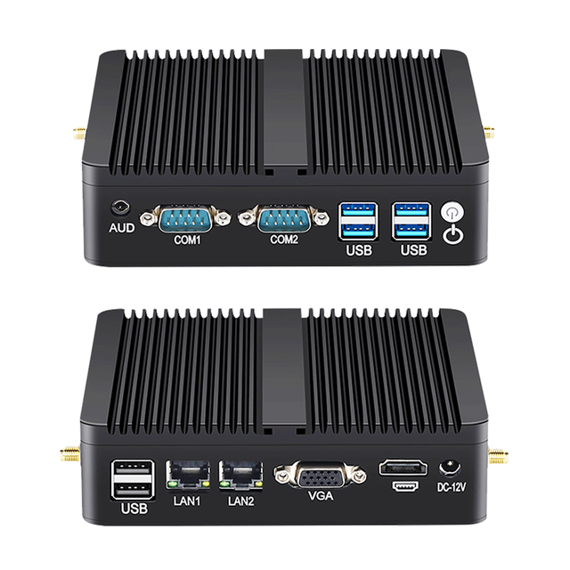 Quad Core J4125 J1900 RS232 2 LAN Fanless Desktop Mini PC Project Industrial Computer for Signage Kiosk Vending Machine