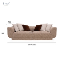 Canapé modulaire incurvé en tissu bouclé de luxe moderne, design italien, 3 places, grand canapé sectionnel pour salon de villa