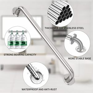 Barra de Agarre de Acero Inoxidable Steel Clean de 30-60 cm con Acabado Cepillado para Seguridad y Accesibilidad en el Baño - Product Image 2