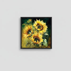 Sunflower Painting Print: Yellow Floral Canvas Wall Art,<b>BLACK</b> <b>FRAMED</b> CANVAS - Product Image 2