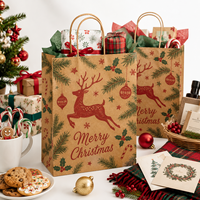 Sacs cadeaux en papier kraft personnalisés pour Noël avec poignées, sacs d'emballage pour les cadeaux de fête, vente au détail
