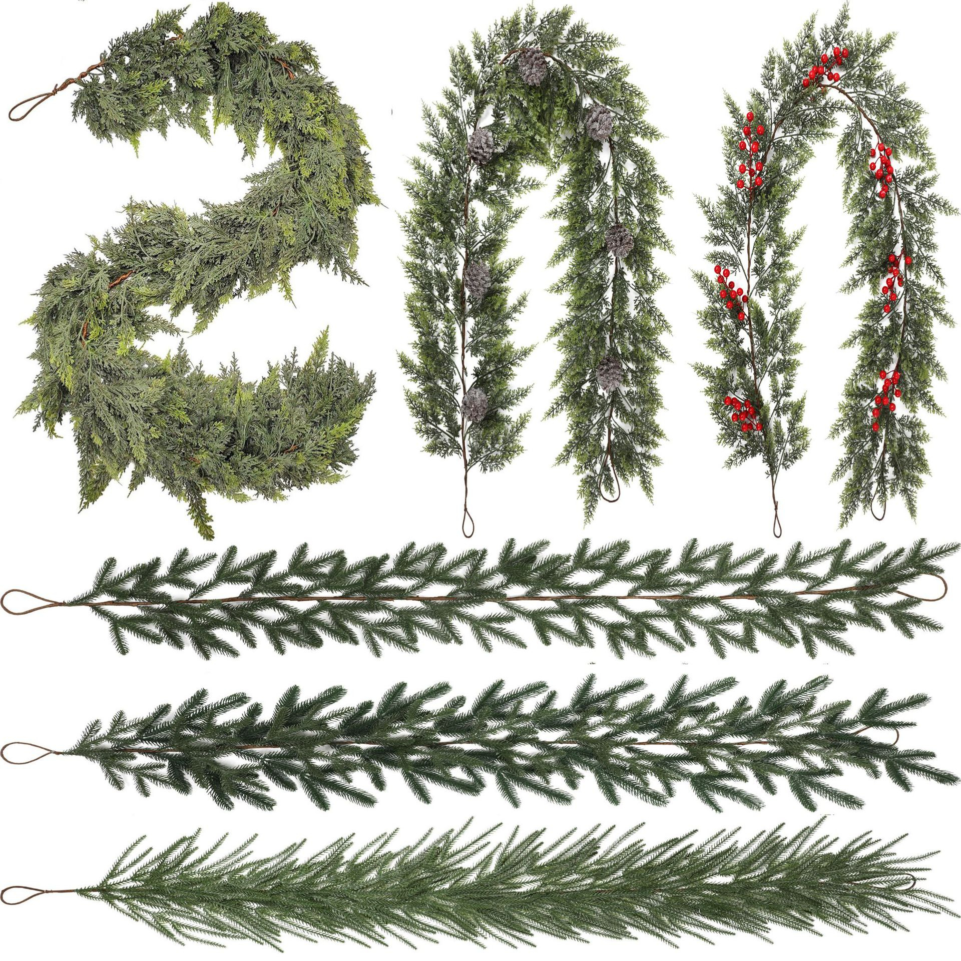 Green Christmas pine needle vine wreath