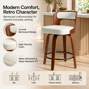 Silla de Barra Alta de Proveedor <span class=keywords><strong>Chino</strong></span>, Altura del Asiento de 26'', Taburete con Respaldo Giratorio de 360 Grados para Isla de Cocina - Product Image 2