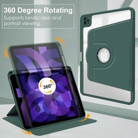 Étui de tablette antichoc en cuir PU rotatif à trois volets avec dos transparent en acrylique pour iPad 10e génération 10,9 2022