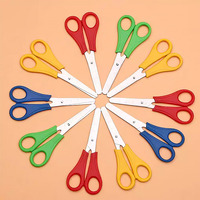 Ciseaux d'artisanat Foska Premium à lame épaisse rouge, jaune, bleue, verte, à bout arrondi de 5 pouces pour enfants, école ou travaux manuels