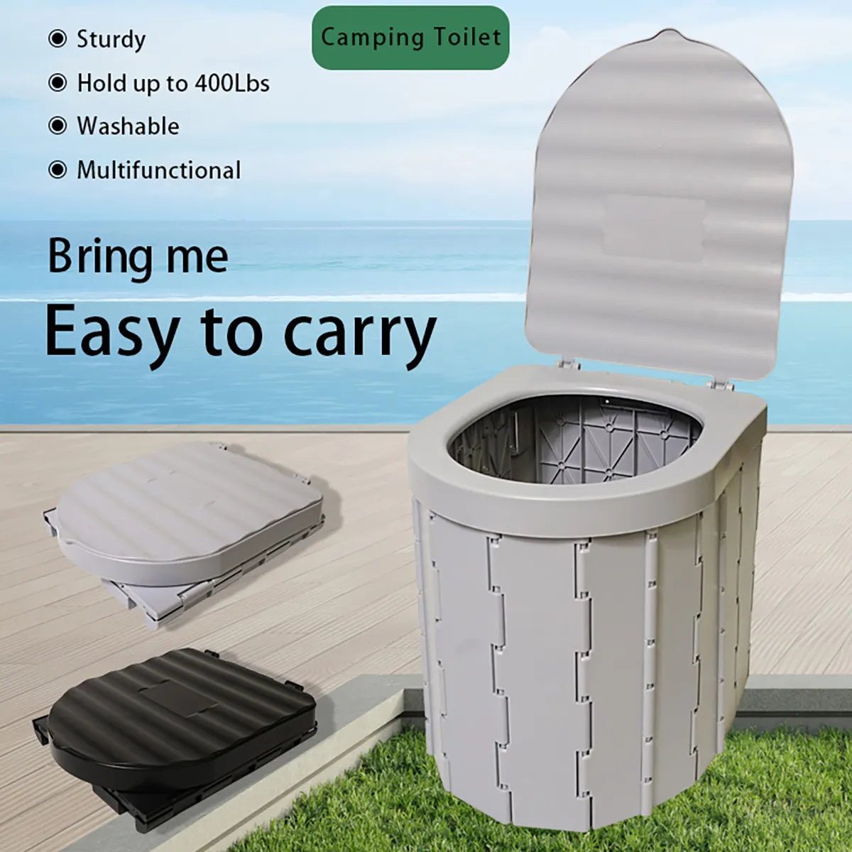 Neue Farbe Außenlager faltbare faltbare tragbare Toilette Notfall-Camping-Toiletten