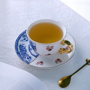 Floral Ceramic <b>Tea</b> Cup and Saucer <b>Set</b> with Gold Handle for Afternoon <b>Tea</b> - Product Image 2