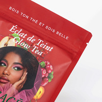 Sachet d'emballage en plastique de thé en feuille d'aluminium personnalisé pochette debout à fermeture éclair refermable pour quantité minimale de commande de thé de fleur 100 pièces