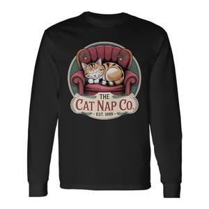 The Cat Nap Co T-shirt vintage à manches longues pour adultes, unisexe, col rond, impression numérique - Product Image 1
