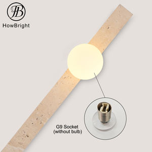 モダンな黄色の洞窟石LED壁壁コンセ屋内天然トラバーチンロングガラスラウンドシェードベッドサイドライトリビングルーム用 - Product Image 4