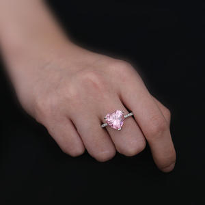 12*12mm luxe en argent sterling 7.5 carat propre coeur rose diamant bagues femmes fiançailles - Product Image 3