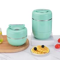 Couvercle rond de fiole de conservation de la chaleur d'acier inoxydable avec la boîte de déjeuner de thermos de réchauffeur de boîte de poignée