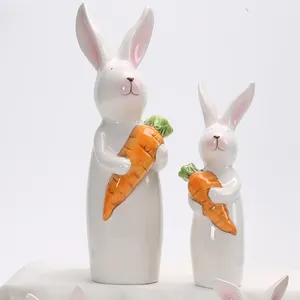 Trang chủ Nguồn cung cấp bên Tabletop gốm trang trí trung tâm Bunny thỏ figurine trang trí nội thất