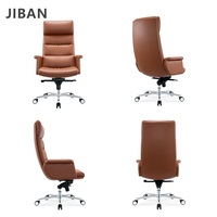Chaise de direction ergonomique moderne en cuir à dossier haut avec fonction pivotante et hauteur réglable
